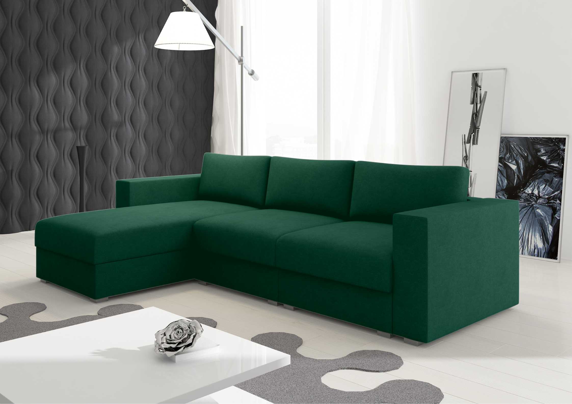 Modułowy narożnik z przeszyciami w kolorze zielonym